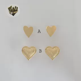 (1-1162-3) Gold Laminate - Heart Stud Earrings - BGF