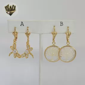 (1-1193) Gold Laminate - Dangling Earrings - BGO