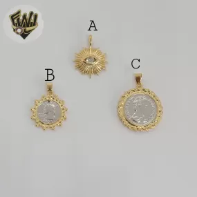 (1-2377-1) Gold Laminate -Two Tone Medal Pendants - BGF