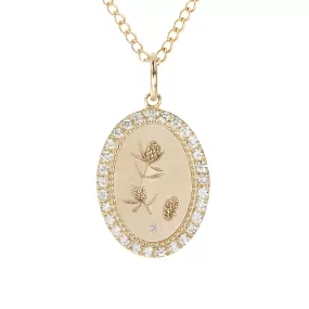 10K Gold Medium Pave Diamond Protea Pendant