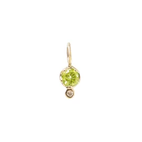 10K Gold Peridot Birthstone Charm with Diamond Drop