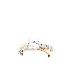 14K Diamond polished and diamond bypass Engagement ring