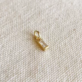 18k Gold Filled Mini Clear Baguette Charm