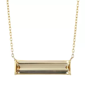 18K Gold Prong-Set Citrine Bar Necklace