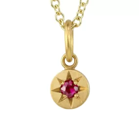 20K Gold Star-Set Ruby Tablet Pendant