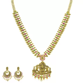 22K Gold Antique Laxmi Jeweled Temple Set