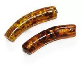 33 x 7mm Murano Glass Bracelet Tubes - Topaz Carmel Confetti (1 Pair)