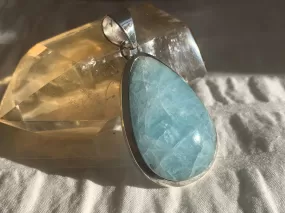 Aquamarine Ansley Pendant - Cabochon Teardrop