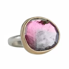 Asymmetrical Rose Cut Pink Tourmaline Ring