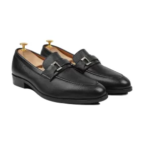 Athena - Men's Black Pebble Grain Loafer