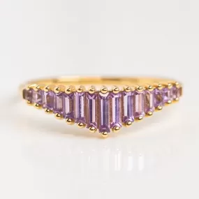 Baguette Cut Lilac Sapphire Ring