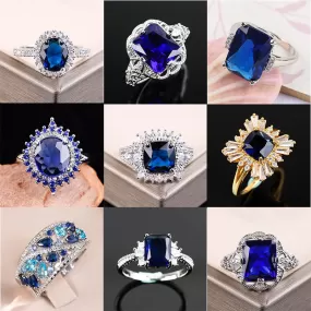 Big Blue Stone CZ  Charm Ring