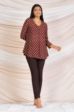 Brown Polka Dot Bell Style Top - Regular Fit