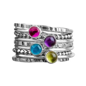 Colorful Stacking Gemstone Rings Set Of 9