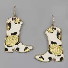 Cowgirl Boots Genuine Leather Drop Earrings