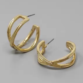 Crisscross Metal Hoop Earrings