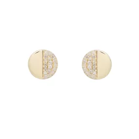 Diamond Disc Half Pavé Earrings