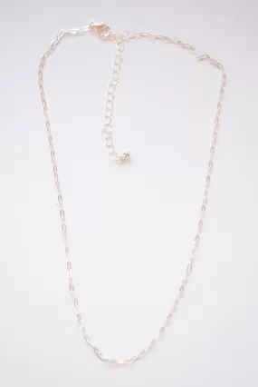 Flat Link Silver Accent Necklace