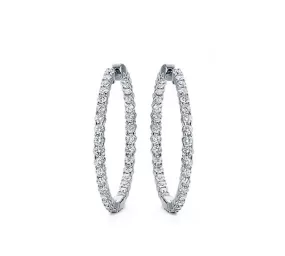 French Cut Diamond Hoops in White Gold