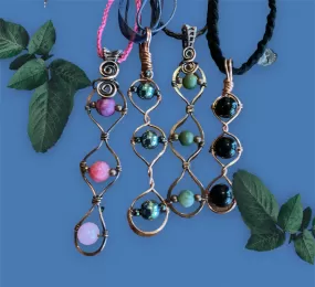 Gemstone Triple Stone Pendants