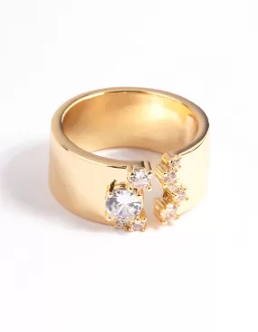 Gold Plated Cubic Zirconia Open Front Ring