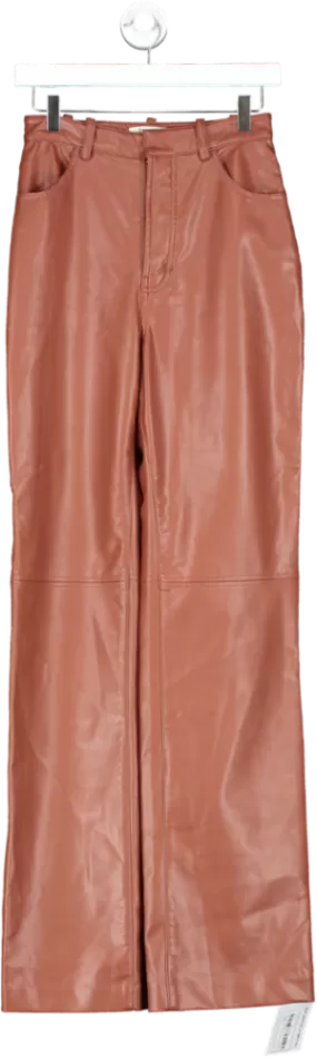 House of CB Brown Inaya Tan Stretch Vegan Leather Trousers UK S