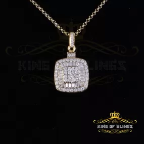 King Of Bling's 925 Yellow Silver 1.50ct VVS D Clr Moissanite Baguette & Round Pendant for Women