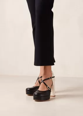 Lana Bicolor Black Cream Leather Pumps