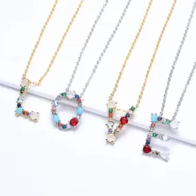 Lettre Multicolor Initial Charm Necklace