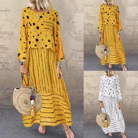 Long Maxi Dress Dot Large Loose Cotton Dress Plus Sizes