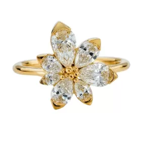 ORDER ONLY: Asymmetrical Pear-Shaped Diamond Blossom Ring