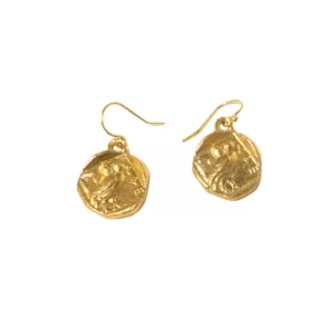 Owl Coin Earring in Gold