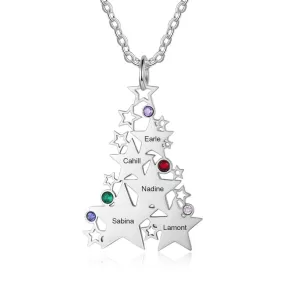 Personalized Birthstone Multiple Star Necklaces For Women