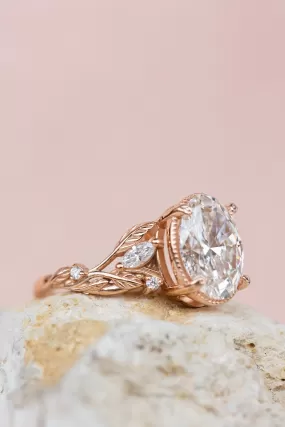 READY TO SHIP: Patricia ring in 14K rose gold, lab grown diamond oval cut 10x7* mm, accent lab grown diamonds, AVAILABLE RING SIZES: 6-8US