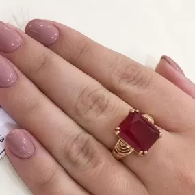 Rose Gold Square Ruby Ring