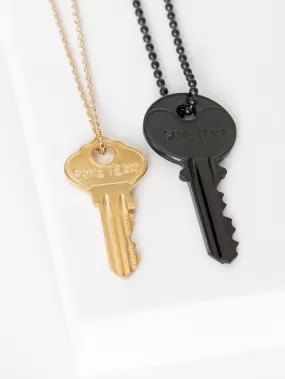 SAME TEAM Matte Black   Gold Dainty Key Necklace Set