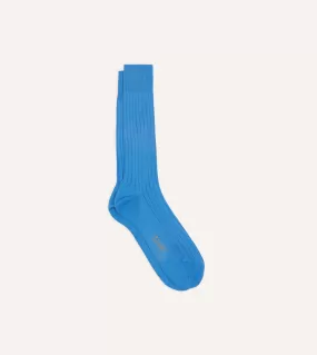 Sky Blue Cotton Mid-Calf Socks