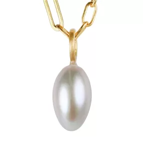 Smooth Grey Freshwater Egg Drop Pearl on 22K Bale