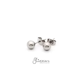 Stainless Steel Round Ball Stud Earrings-3mm | 4mm | 5mm | 6mm