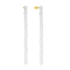 Sterling Silver Pearl Strand Drop Earrings for Women