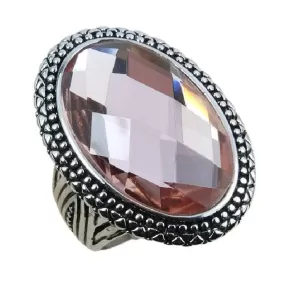 Stunning Huge Morganite Ring - 925 Sterling Silver