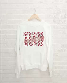 Texas Tech Twisted Check White Thrifted Sweatshirt