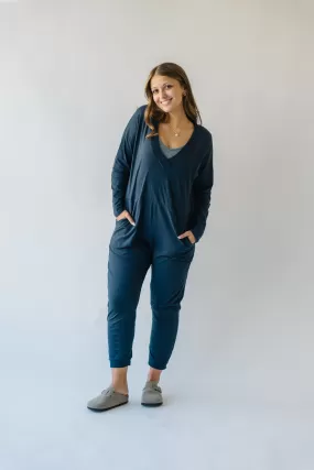 The Anoka V-Neck Jumpsuit in Midnight