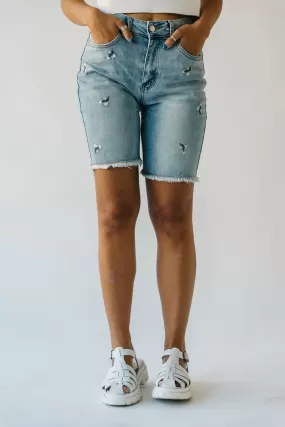 The Glenmora Embroidered Bermuda Shorts in Blue