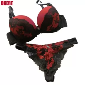 Thong Bra Set Push Up Lace Women Underwear Panty Set