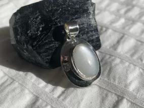 White Moonstone Medea Pendant - Small Oval